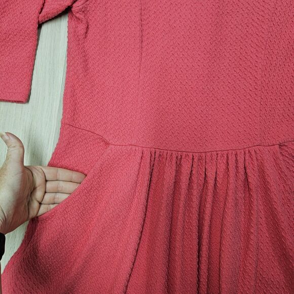 MATILDA JANE Womens Pink Textured 3/4 Sleeve Pocket Forever Virginia Dress Large - Picture 3 of 8